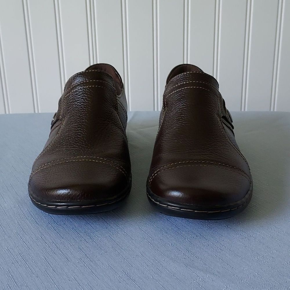 Clarks Women's 6.5 Comfort Cora Poppy Slip On Shoe Loafer Dark Brown Tumbled - Picture 3 of 10